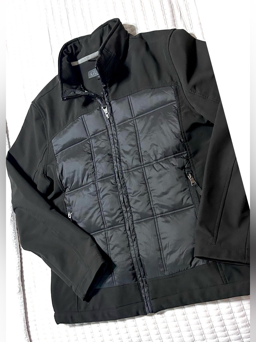 GUESS Black Puffer Jacket with Gray Lining